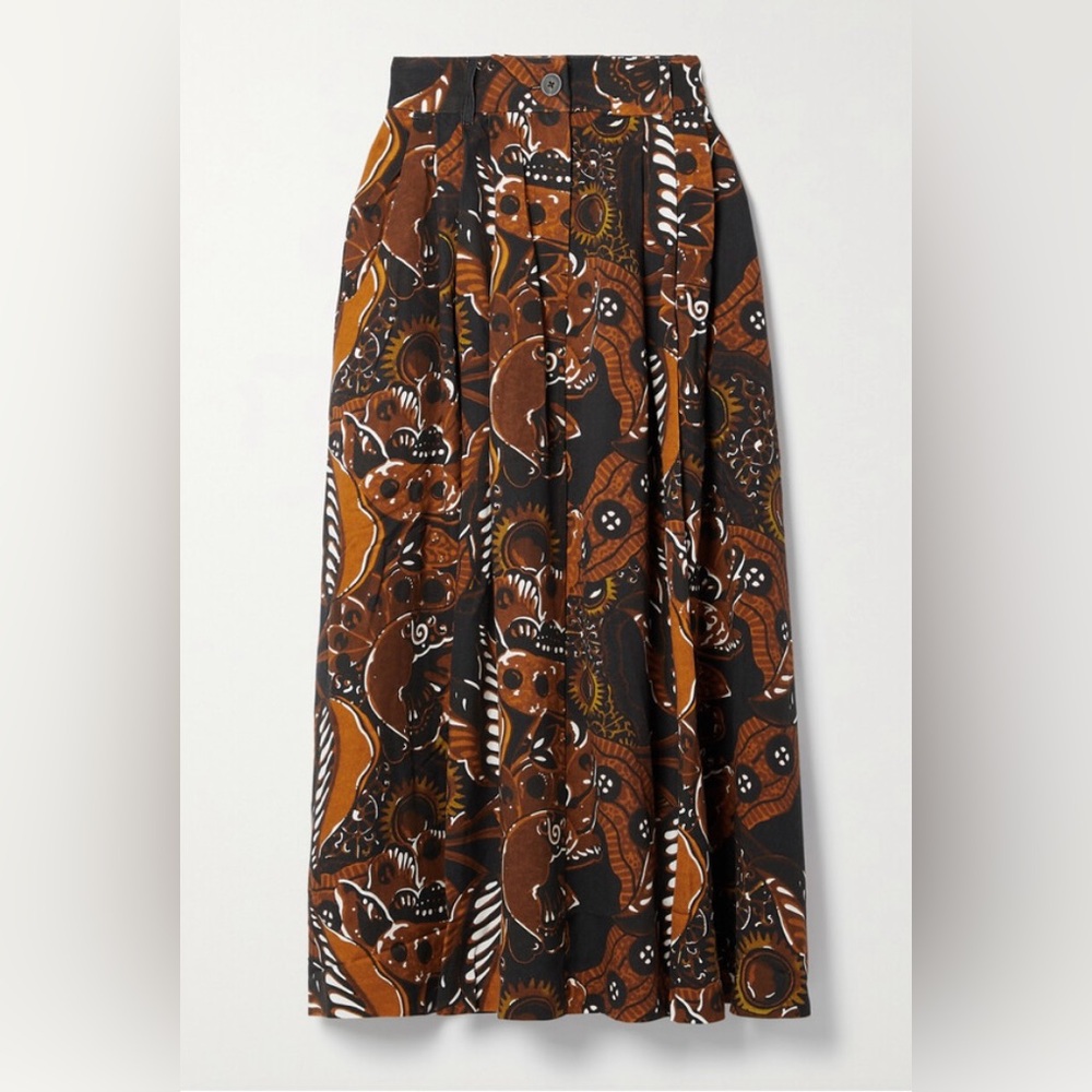 Mara Hoffman Tully Brown and Orange Maxi A-Line Skirt